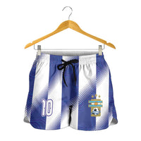Argentinian Football Personalized Shorts for Women Fileteado Art Style Albiceleste Vertical Stripe