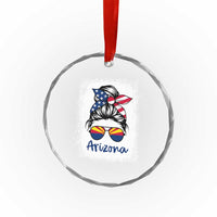 Arizona American Flag Messy Bun Pride Crystal Glass Ornament