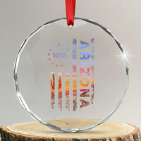 Arizona American Flag Pride Cactus Landscape Established 1912 Crystal Glass Ornament