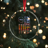 Arizona American Flag Pride Cactus Landscape Established 1912 Crystal Glass Ornament