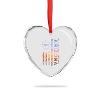 Arizona American Flag Pride Cactus Landscape Established 1912 Heart Crystal Glass Ornament