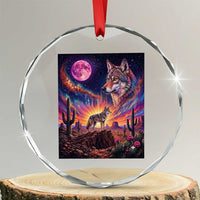 Arizona Coyote Vintage Desert Moon Retro Cactus Crystal Glass Ornament Southwest Wildlife Western Adventure Graphic