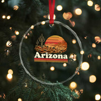 Arizona Desert Sunset Saguaro Cactus Mountains Nature Lover Crystal Glass Ornament
