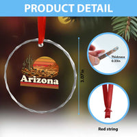 Arizona Desert Sunset Saguaro Cactus Mountains Nature Lover Crystal Glass Ornament