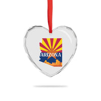 Arizona State Flag Map Graphic Heart Crystal Glass Ornament Southwest Sunburst Cactus State Pride Souvenir
