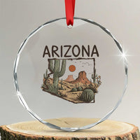 Arizona State Map Desert Landscape Cactus Southwest Crystal Glass Ornament