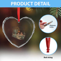 Arizona State Map Desert Landscape Cactus Southwest Heart Crystal Glass Ornament