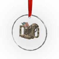 Army Military Dad Combat Boots American Flag Crystal Glass Ornament - Wonder Print Shop