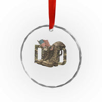 Army Military Dad Combat Boots American Flag Crystal Glass Ornament TS11