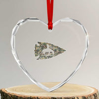 Arrowhead Hunter Native American Camouflage USA Flag Heart Crystal Glass Ornament