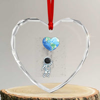 Astronaut Protect The Planet Heart Crystal Glass Ornament Earth Day Gift