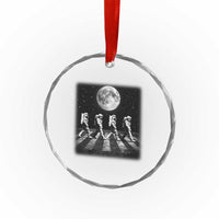 Astronauts Walking In Space Galaxy Moon Planet Crystal Glass Ornament