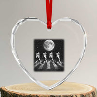 Astronauts Walking In Space Galaxy Moon Planet Heart Crystal Glass Ornament