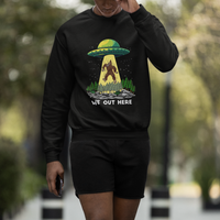 Funny Bigfoot And UFO We Out Here Sasquatch Sweatshirt - Wonder Print Shop
