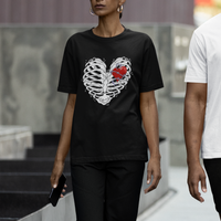 Valentine's Day T Shirt Gothic Valentine Skeleton With Barbed Wire Heart - Wonder Print Shop