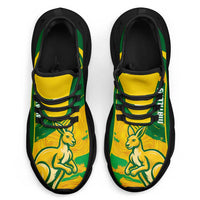 Australia Matildas Soccer Clunky Sneakers Go Aussie Kangaroo Marble Curve Stylized - Wonder Print Shop