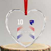 Australia Soccer Sports Graphic Number 10 Jersey Style Heart Crystal Glass Ornament Proud Australian Football Fans Game Day Pride