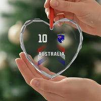 Australia Soccer Sports Graphic Number 10 Jersey Style Heart Crystal Glass Ornament Proud Australian Football Fans Game Day Pride