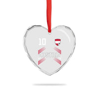 Austria Soccer Sports Graphic Number 10 Jersey Style Heart Crystal Glass Ornament Proud Austrian Football Fans Game Day Pride