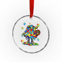 Autism Acceptance Baseball Crystal Glass Ornament Colorful Drip Graphic Neurodiversity Support