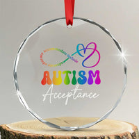 Autism Acceptance Crystal Glass Ornament Advocate Educate Accomodate Include Rainbow Infinity Symbol TS02