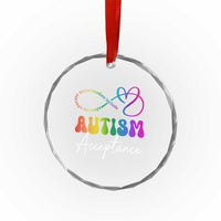Autism Acceptance Crystal Glass Ornament Advocate Educate Accomodate Include Rainbow Infinity Symbol TS02