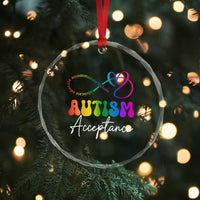 Autism Acceptance Crystal Glass Ornament Advocate Educate Accomodate Include Rainbow Infinity Symbol TS02