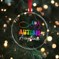 Autism Acceptance Crystal Glass Ornament Advocate Educate Accomodate Include Rainbow Infinity Symbol - Wonder Print Shop