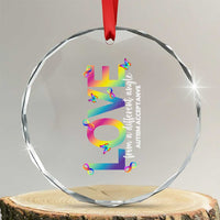 Autism Acceptance Crystal Glass Ornament Love From a Different Angle Rainbow Infinity TS02