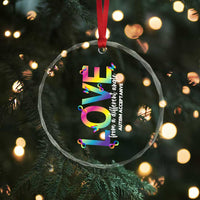 Autism Acceptance Crystal Glass Ornament Love From a Different Angle Rainbow Infinity - Wonder Print Shop