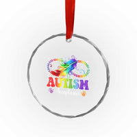 Autism Acceptance Crystal Glass Ornament Neurodivergent Support Rainbow Feather Infinity Symbol