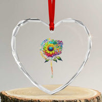 Autism Acceptance Heart Crystal Glass Ornament Accept Understand Love Sunflower Puzzle