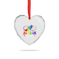 Autism Acceptance Heart Crystal Glass Ornament Neurodivergent Support Rainbow Feather Infinity Symbol