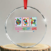 Autism Acceptance Support Crystal Glass Ornament Teach Accept Love
