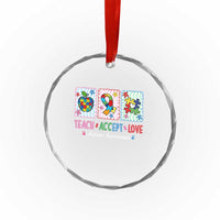 Autism Acceptance Support Crystal Glass Ornament Teach Accept Love
