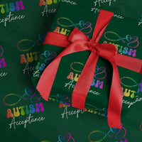 Autism Acceptance Wrapping Paper Roll Advocate Educate Accomodate Include Rainbow Infinity Symbol - Wonder Print Shop