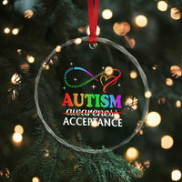 Autism Awareness Acceptance Crystal Glass Ornament Advocate Educate Accommodate Include Infinity Symbol