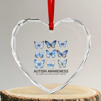 Autism Awareness Blue Butterflies Heart Crystal Glass Ornament Accept Love Understand - Wonder Print Shop