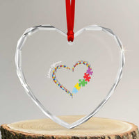 Autism Awareness Celebrate Differences Heart Crystal Glass Ornament Love Heart Puzzle Pieces