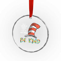 Autism Awareness Crystal Glass Ornament Why Fit In When You Were Born To Stand Out Cat In Hat - Wonder Print Shop