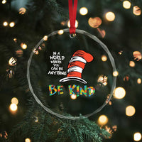 Autism Awareness Crystal Glass Ornament Why Fit In When You Were Born To Stand Out Cat In Hat TS02