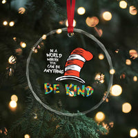 Autism Awareness Crystal Glass Ornament Why Fit In When You Were Born To Stand Out Cat In Hat - Wonder Print Shop