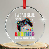Autism Awareness Gamer Crystal Glass Ornament I Wear Blue for My Brother Video Game Family Support TS02
