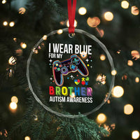 Autism Awareness Gamer Crystal Glass Ornament I Wear Blue for My Brother Video Game Family Support TS02