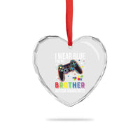 Autism Awareness Gamer Heart Crystal Glass Ornament I Wear Blue for My Brother Video Game Family Support - Wonder Print Shop