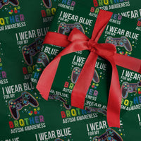 Autism Awareness Gamer Wrapping Paper Roll I Wear Blue for My Brother Video Game Family Support - Wonder Print Shop