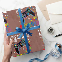 Autism Awareness Gamer Wrapping Paper Roll I Wear Blue for My Brother Video Game Family Support - Wonder Print Shop