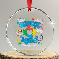 Autism Awareness Support Squad Crystal Glass Ornament In April We Wear Blue TS02