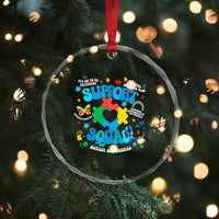 Autism Awareness Support Squad Crystal Glass Ornament In April We Wear Blue TS02