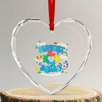 Autism Awareness Support Squad Heart Crystal Glass Ornament In April We Wear Blue - Wonder Print Shop